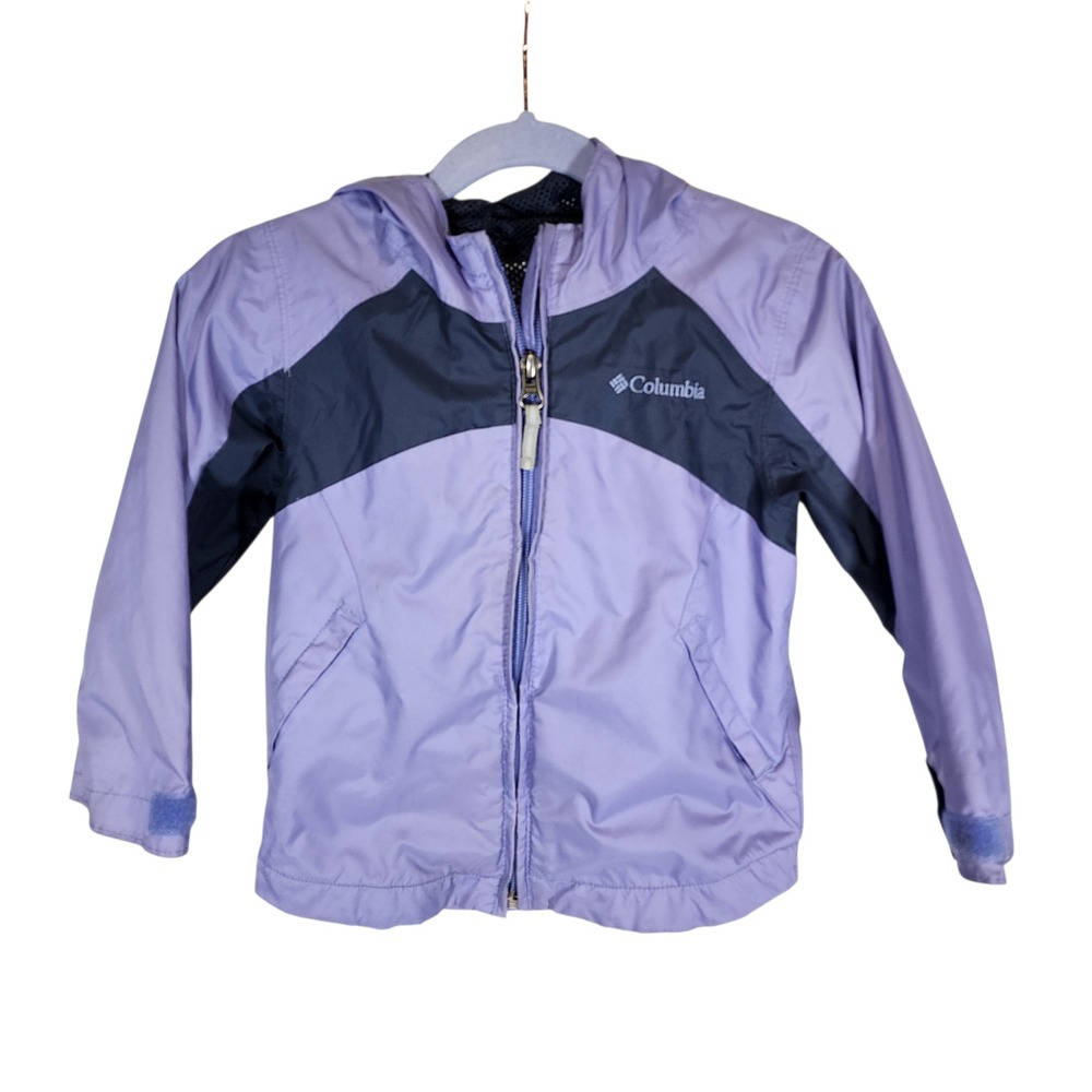 Columbia Kids‎ Girls Purple Black Zip Up Hooded Lightweight Jacket Size 3T